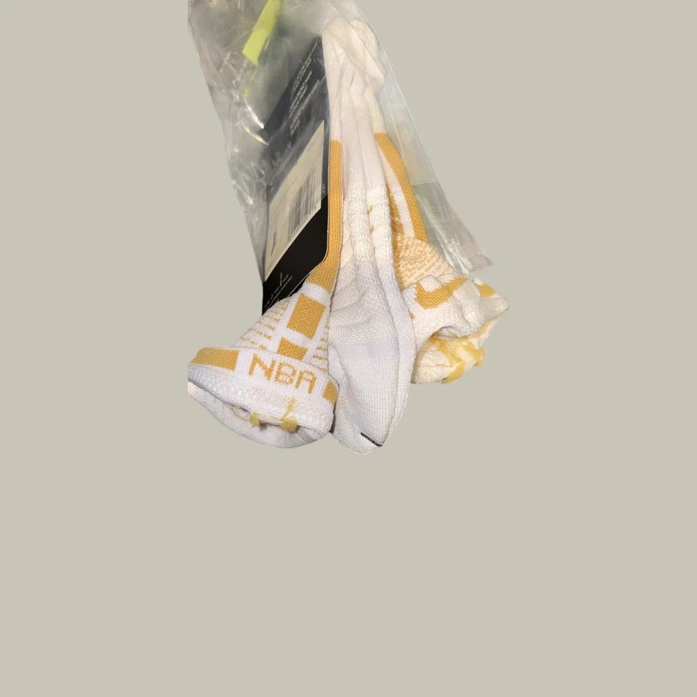Nike Elite NBA Crew Basketball Socks White Gold Mens Large SX7587-017 NEW